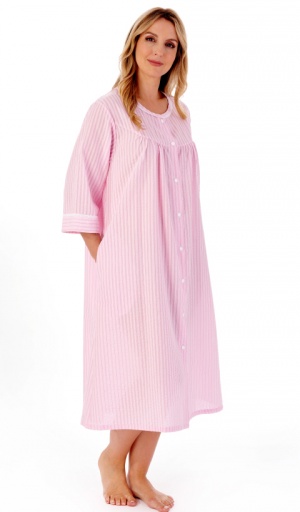 Slenderella Cotton Rich Yoked Popper Housecoat